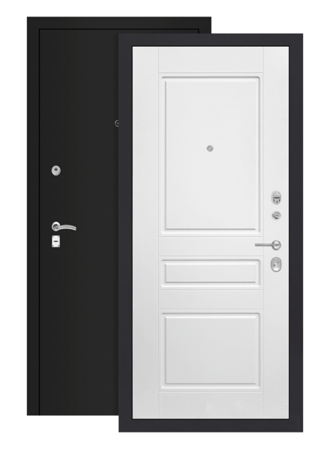 дверь классик шагрень чёрная белый софт