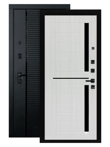 Входная дверь Piano 02 cандал белый, стекло черное (внутри)