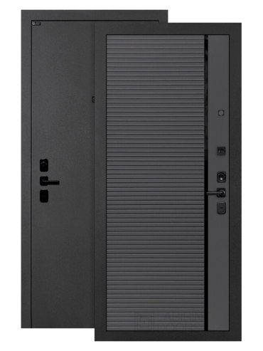 Входная дверь Акустик 22 графит софт, черная вставка , изнутри